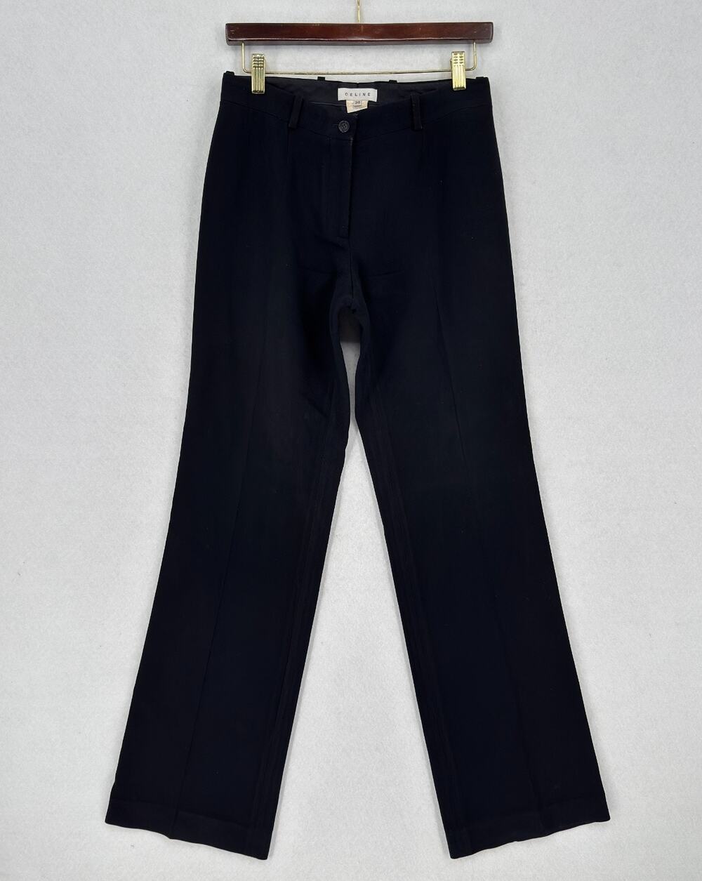Vintage Celine Black Wool Tailored Straight Leg Trouser Pants Sz 38 US 6